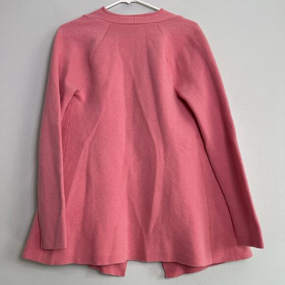 Talbots Womens Pure Merino Wool Cardigan Open Front Pocket Sz L Pink Preppy - Picture 11 of 13